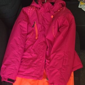 Noize Women's Pink and Orange Snow Suit Lightly Worn With Minor Scuffs